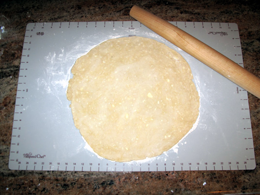 Blue pie rolled