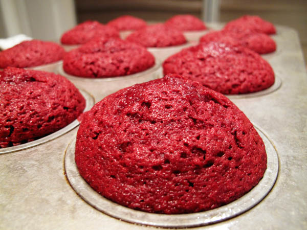 Red cupcakes baked