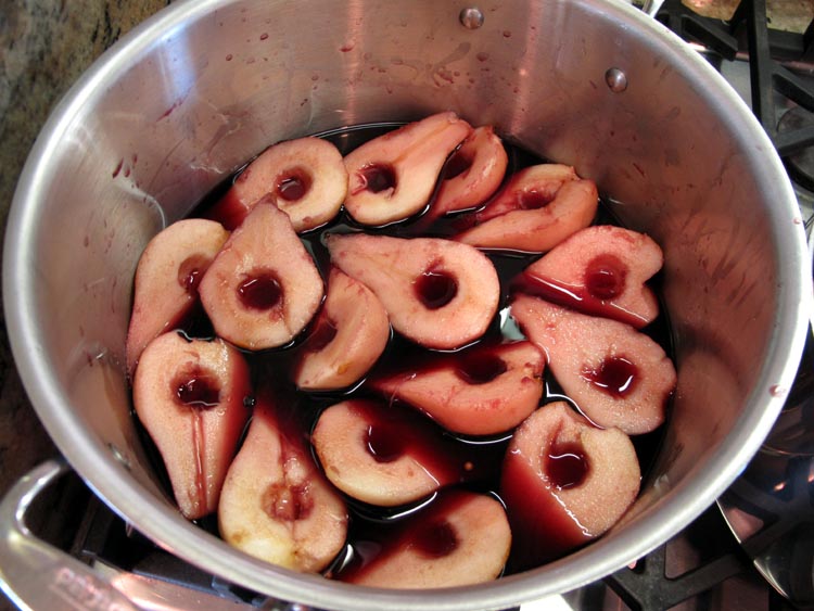 Gingerbread poached pears