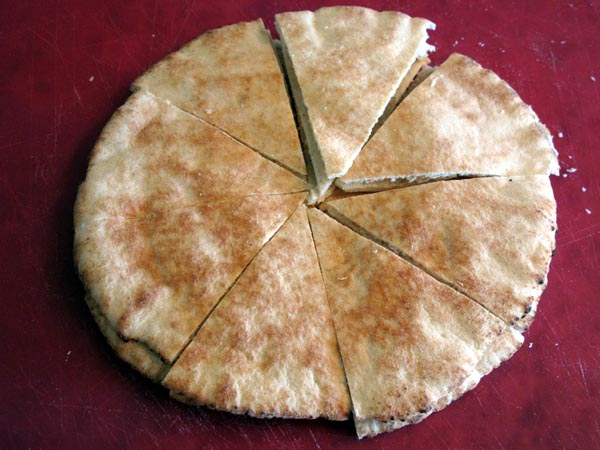 Pita bread cut