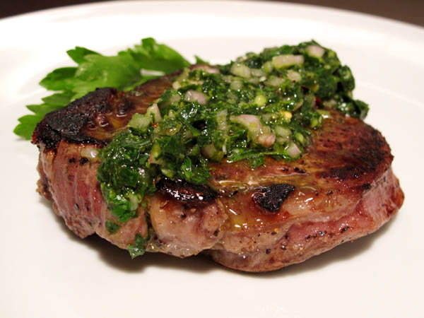 Pan Seared Filet Mignon Chimichurri Sauce