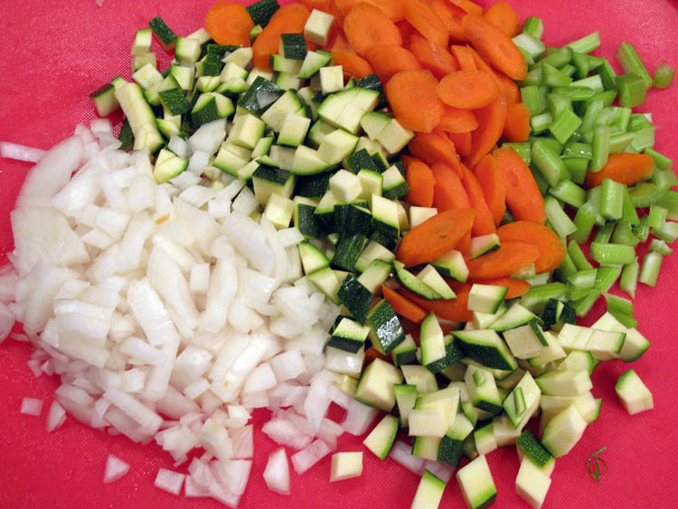 Hearty Rotisserie Chicken Soup vegetables chopped