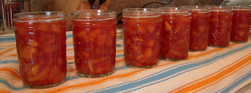 Peach jam jars