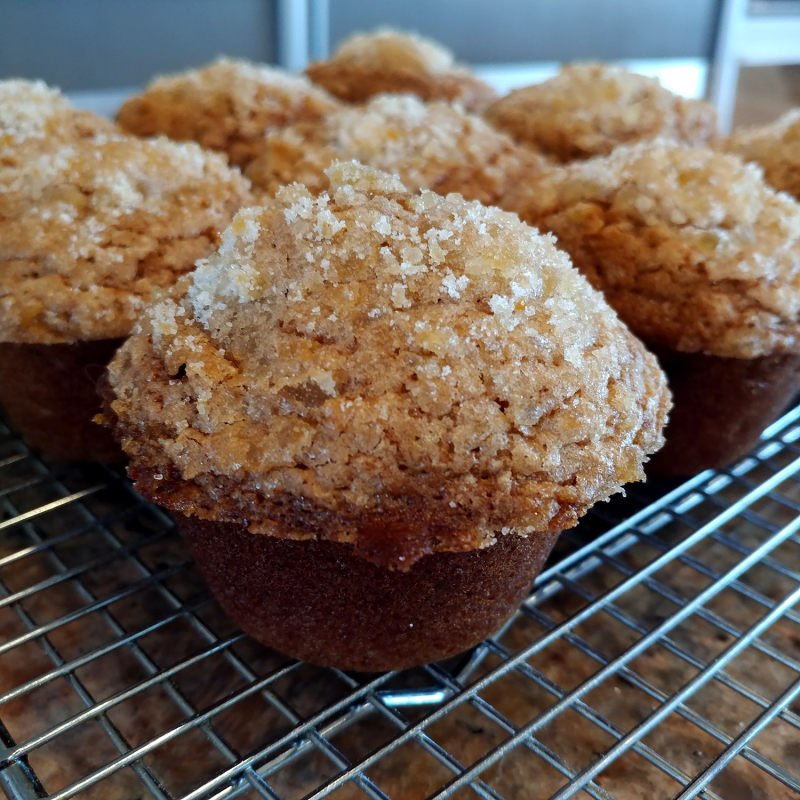 Gingerbread Muffins with Crystallized Ginger Topping