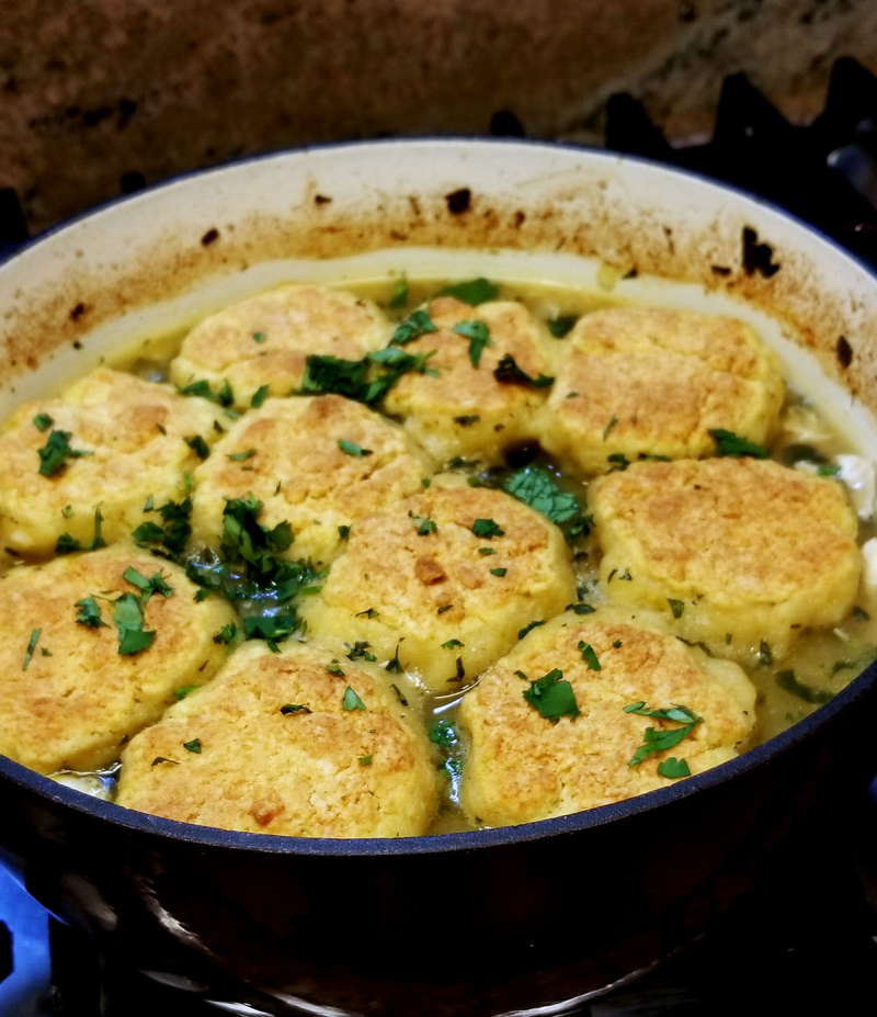 Green Chicken Chili Cornmeal Dumplings