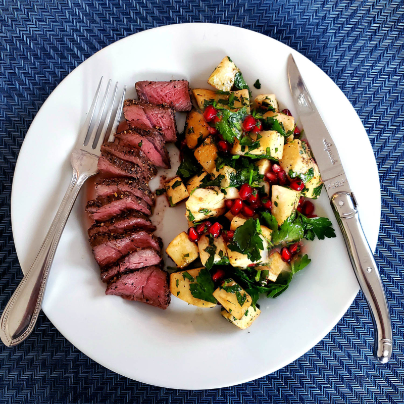 Coffee Fennel-Rubbed Boneless Short Ribs Roasted Celery Root Parsley Salad
