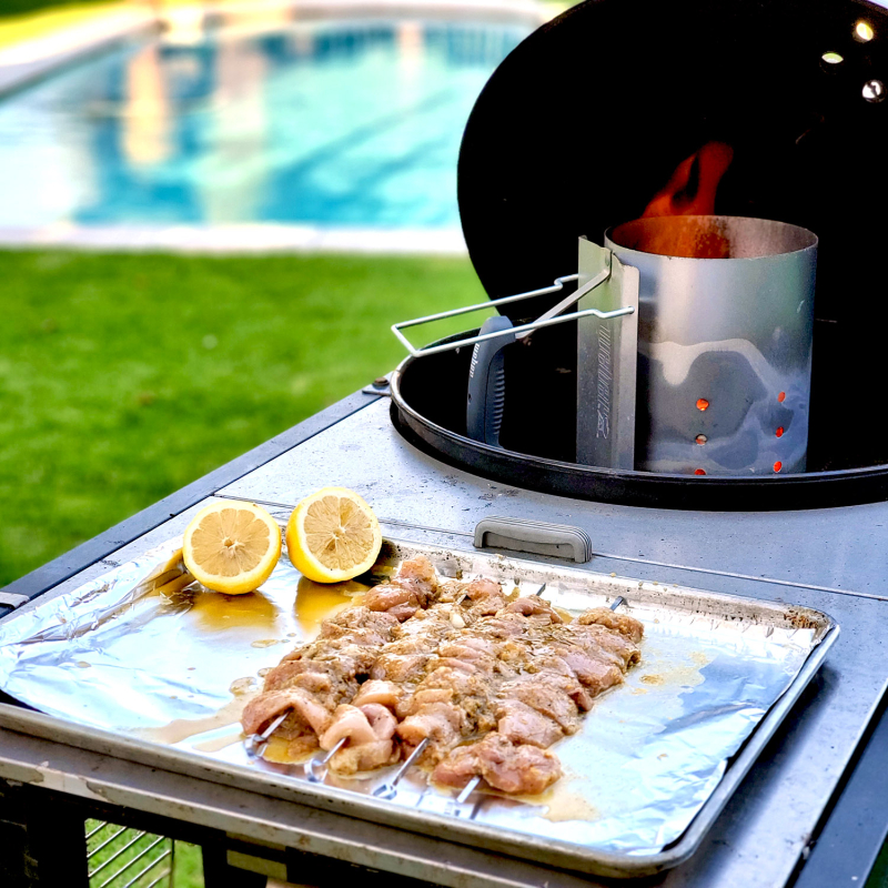 Milk Street’s Moroccan Lemon-Ginger Chicken Skewers prep