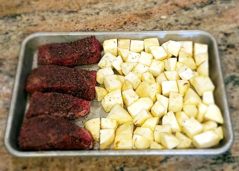 Coffee Fennel-Rubbed Boneless Short Ribs Roasted Celery Root pan