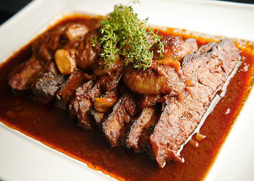 Braised brisket onions