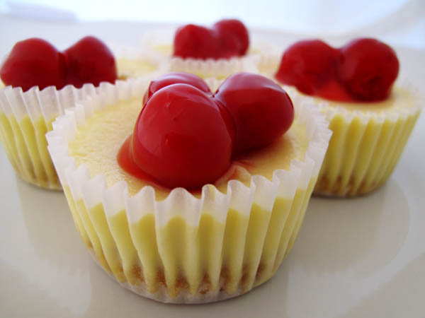 Mini Cherry Vanilla Cheesecakes