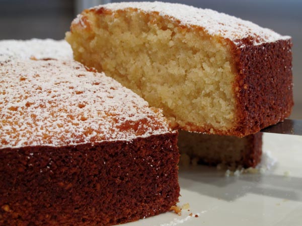Almond cake cut
