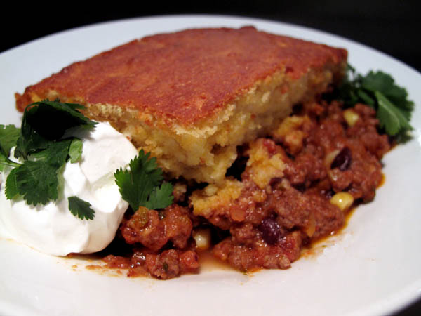 Cornbread tamale serving