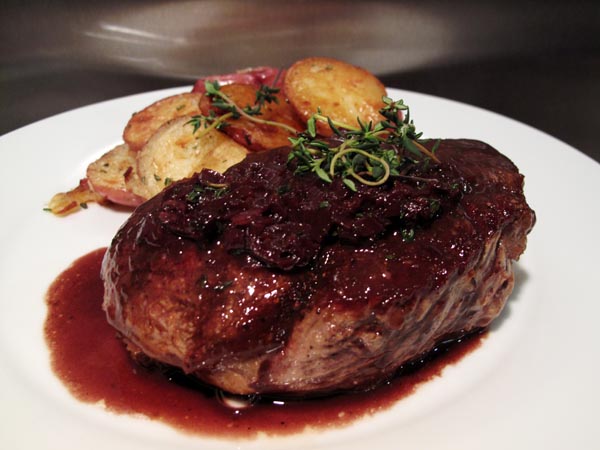Filet mignon red wine sauce