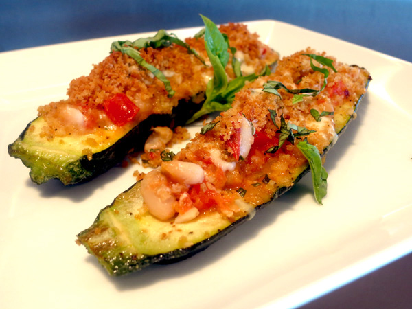 Stuffed Zucchini Tomatoes Beans Basil