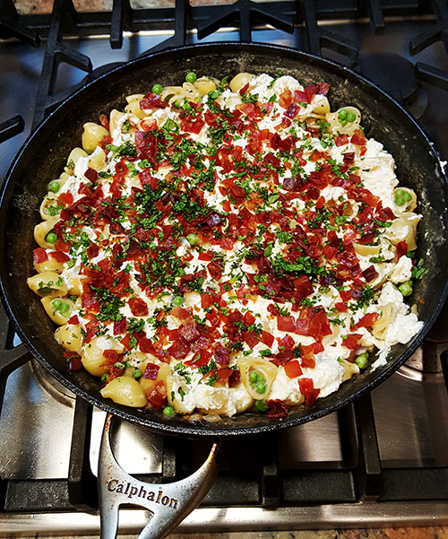 Pasta prosciutto peas2
