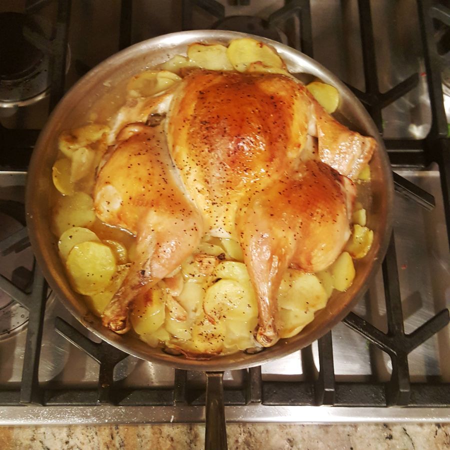 Spatchcock Roast Chicken Potatoes