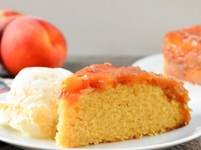 Peach Upside-Down Cornmeal Cake