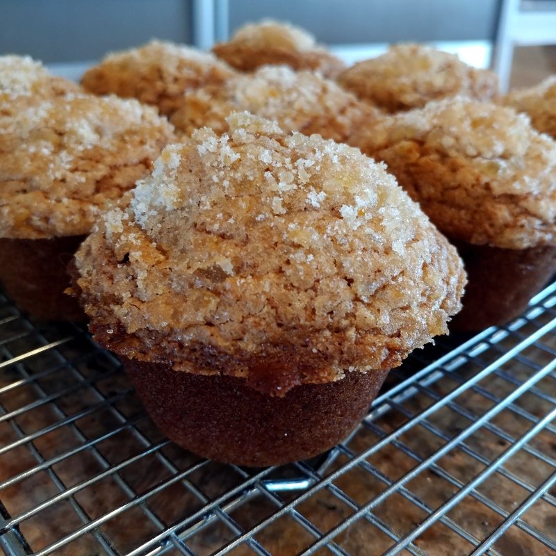 Gingerbread Muffins with Crystallized Ginger Topping