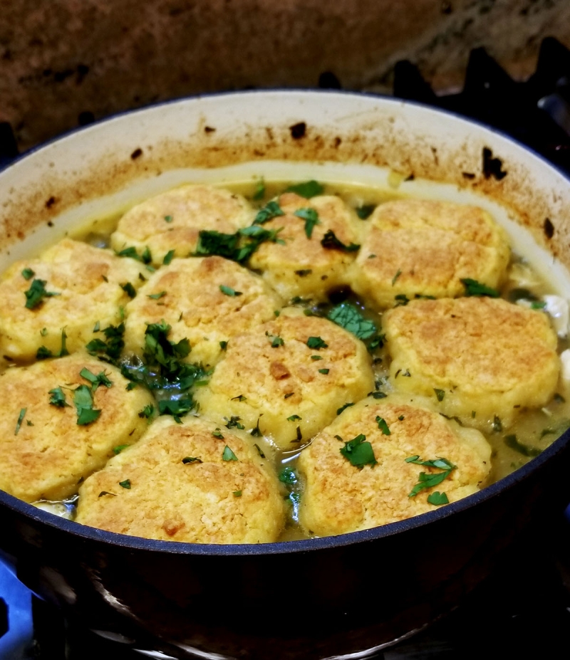 Green Chicken Chili Cornmeal Dumplings