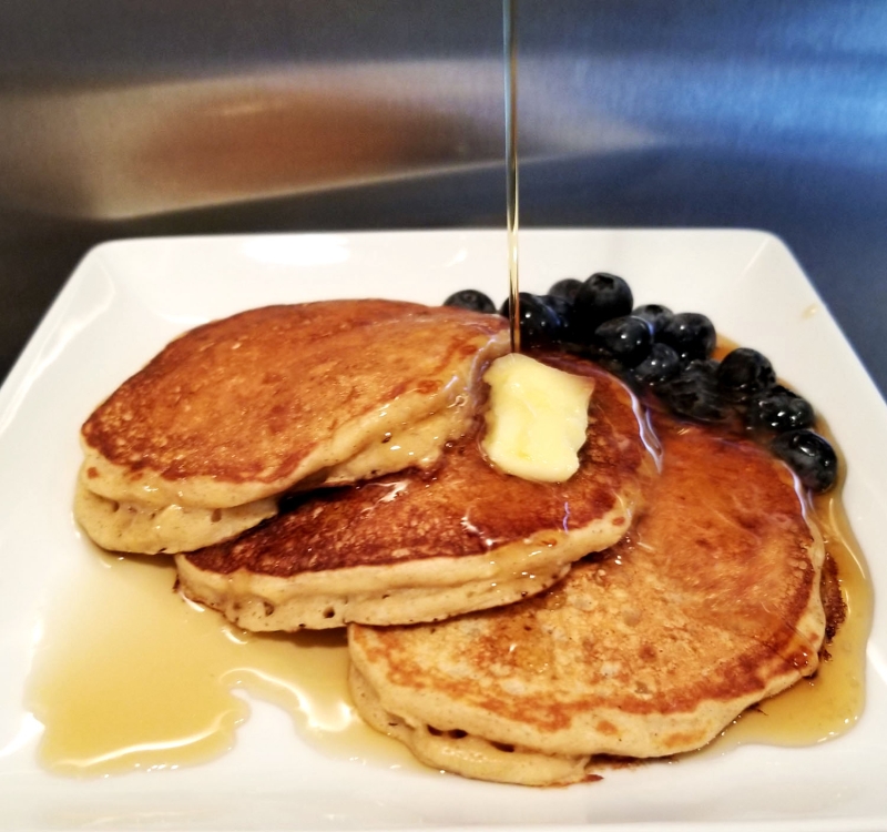 Fluffy Blueberry Oat Pancakes
