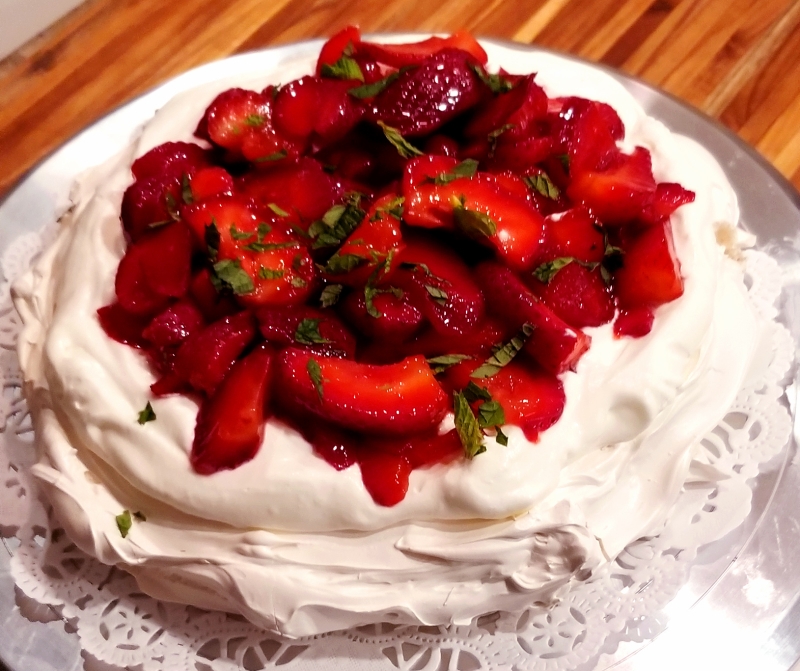 Strawberry Mint Pavlova
