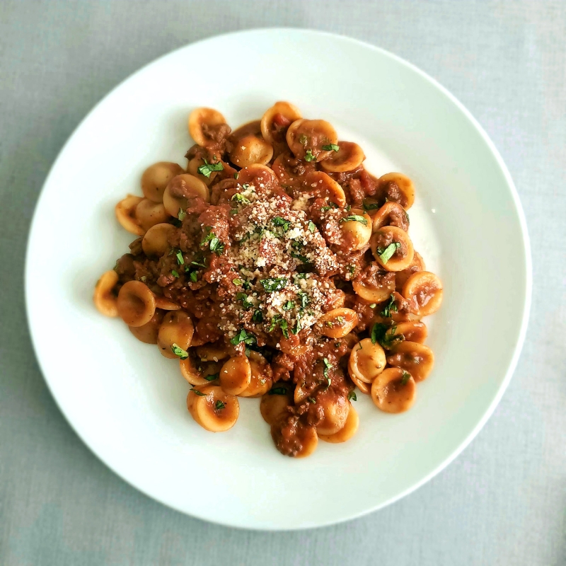 Ina Garten Weeknight Bolognese plate