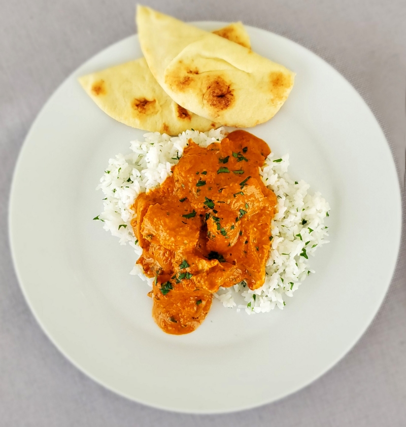 Murgh Makhani Indian Butter Chicken plated