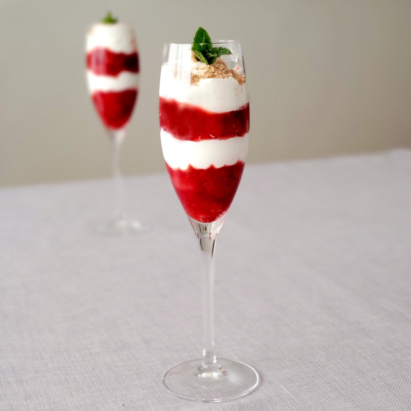 Strawberry Rhubarb Fool Flutes