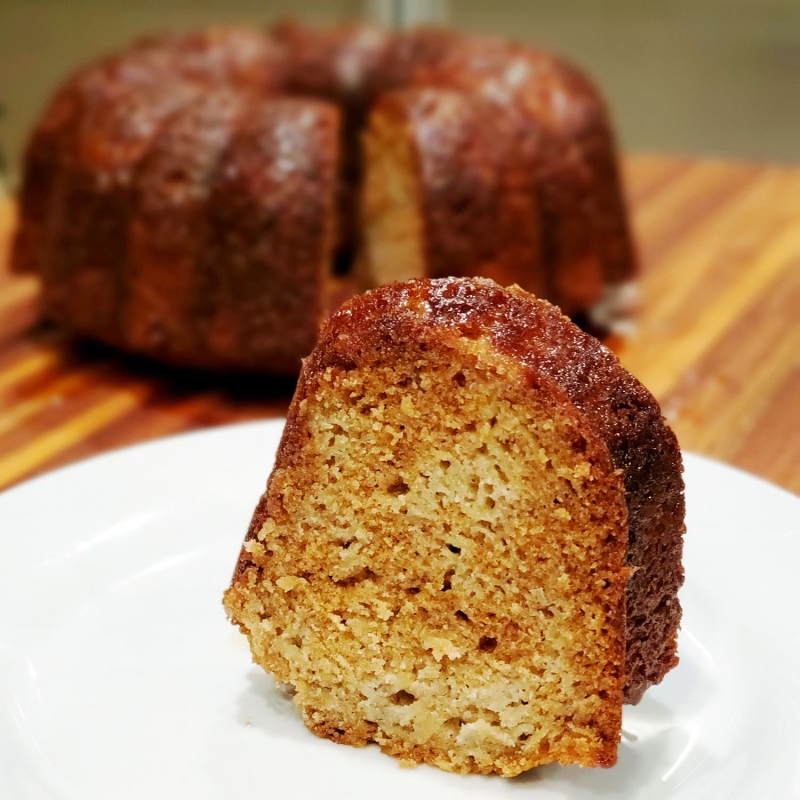 Glazed Honey Apple Bundt Cake slice
