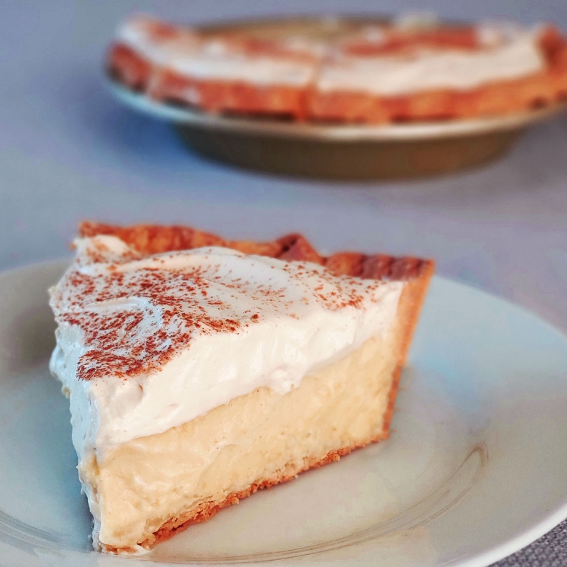 Holiday Spiked Eggnog Pie slice
