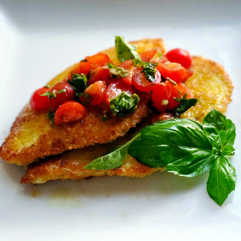 Quick Crispy Parmesan Chicken Cutlets Cherry Tomato Salad